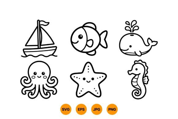 Download Cute Ocean SVG Clipart Pack - Cute ocean svg Collection