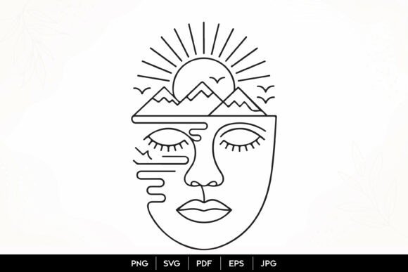 Download Boho Mountain Face Line Art SVG - Mountain Collection