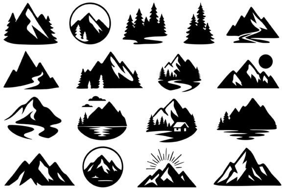 Download Mountain and Pine Tree Silhouette - Mountain Collection