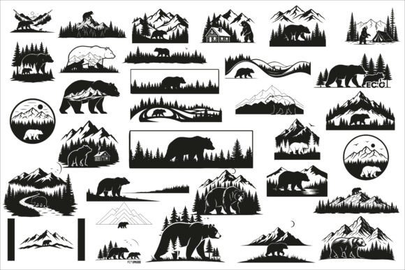 Download Beautiful Bear Forest Mountain Scene - Mountain Collection