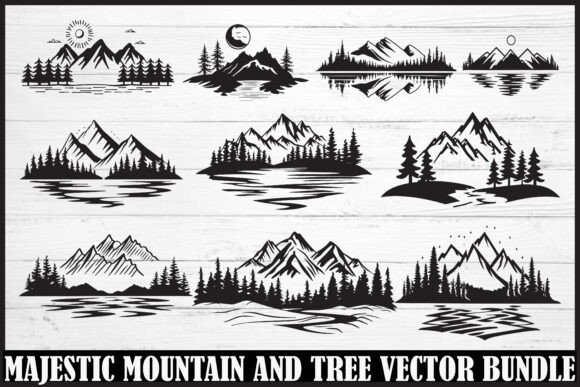 Download Majestic Mountain and Tree Vector Bundle - Mountain Collection