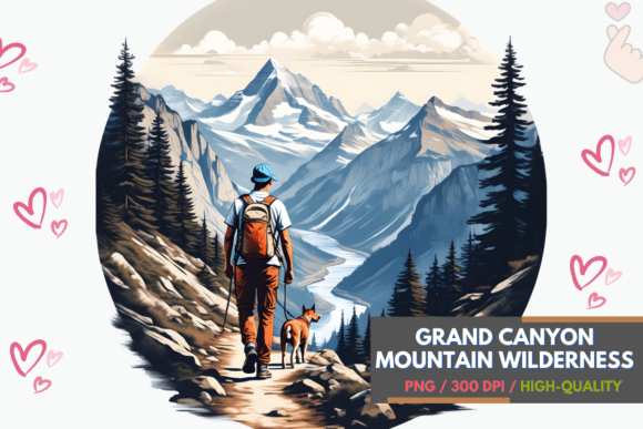 Download Hiker and Dog Mountain PNG Art Print - Mountain Collection