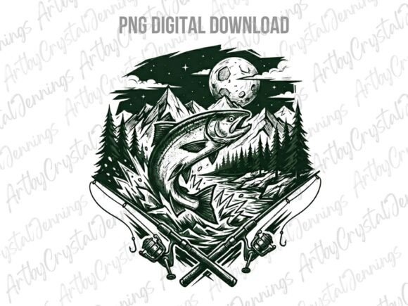Download Fishing Moon Forest Mountain PNG - Mountain Collection