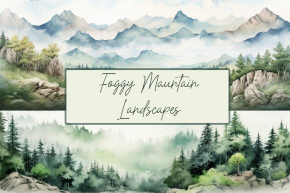 Download Foggy Forest Clipart,Watercolor Mountain - Mountain Collection